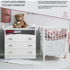Infantastic® Commode à Langer - Avec 3 Tiroirs Et 1 Compartiment Ouvert, 85 X 71 X 96 Cm, En Blanc - Table, Plan à Langer, Pour Bébé, Chambre D'Enfant -ATMOSPHERA || Songmics Soldes Boutique 74549990 3