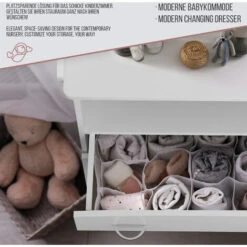 Infantastic® Commode à Langer - Avec 3 Tiroirs Et 1 Compartiment Ouvert, 85 X 71 X 96 Cm, En Blanc - Table, Plan à Langer, Pour Bébé, Chambre D'Enfant -ATMOSPHERA || Songmics Soldes Boutique 74549990 4