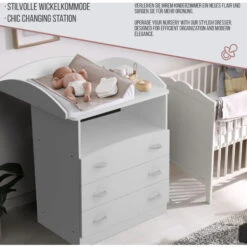 Infantastic® Commode à Langer - Avec 3 Tiroirs Et 1 Compartiment Ouvert, 85 X 71 X 96 Cm, En Blanc - Table, Plan à Langer, Pour Bébé, Chambre D'Enfant -ATMOSPHERA || Songmics Soldes Boutique 74549990 5