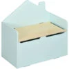 HOMCOM Coffre à Jouets Design Maison Banc 2 En 1 - Coffre De Rangement Dim. 62,5L X 34l X 61,5H Cm - Vérin Pneumatique MDF Bleu Pastel