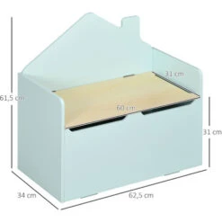 HOMCOM Coffre à Jouets Design Maison Banc 2 En 1 - Coffre De Rangement Dim. 62,5L X 34l X 61,5H Cm - Vérin Pneumatique MDF Bleu Pastel 9 HOMCOM Coffre à Jouets Design Maison Banc 2 En 1 - Coffre De Rangement Dim. 62,5L X 34l X 61,5H Cm - Vérin Pneumatique MDF Bleu Pastel -ATMOSPHERA || Songmics Soldes Boutique 74828079 3