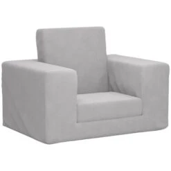 Canapé Pour Enfants | Canapé Droit Fixe Canapé De Salon Sofa Gris Clair Peluche Douce FR11303 -ATMOSPHERA || Songmics Soldes Boutique 76677429 2