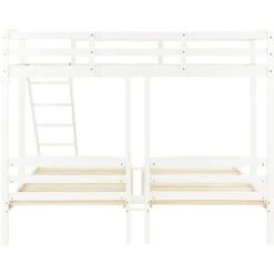 Lit Superposé 90 X 200cm Lit Triple - Avec échelle Latérale, Sommier à Lattes En Pin, Pour 3 Personnes - Blanc -ATMOSPHERA || Songmics Soldes Boutique 76766683 4