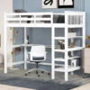 Lit Mezzanine 90x200 Avec Bureau Et étagère De Rangement, Lit Enfant En Bois, Blanc -ATMOSPHERA || Songmics Soldes Boutique 78194276 1