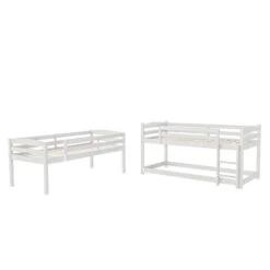 Lits Superposés Triples Transformables, 3x90x200 Cm, Structure En Bois, Avec échelle Et Barrière De Protection, Blanc -ATMOSPHERA || Songmics Soldes Boutique 78307226 3