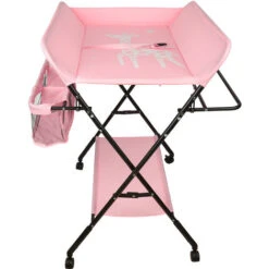 Table à Langer Pliante Avec Panier De Rangement Pour Nouveaux-Nés Chambre Bébé Rose -ATMOSPHERA || Songmics Soldes Boutique 78409316 4