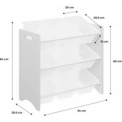 Meuble De Rangement Pour Enfant Avec 9 Casiers, Blanc - Tobias - MDF Décor Bois Naturel, 64x29.5x60cm -ATMOSPHERA || Songmics Soldes Boutique 79399434 4