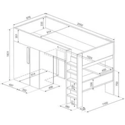 Lit Mezzanine 90 X 200 Cm Avec Armoire Et Bureau - Bleu Turquoise Et Blanc + Matelas - NICOLAS -ATMOSPHERA || Songmics Soldes Boutique 79480974 4