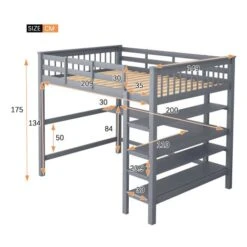 Lit Mezzanine Enfant 140 X 200 Avec Rangement Et Bureau Sous Lit, Gris -ATMOSPHERA || Songmics Soldes Boutique 80167628 3