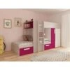 Lits Superposés Alvin Pour Deux Enfants Fuchsia Chêne Et Blanc Mat Avec Armoire Fuchsia, Chêne Et Blanc -ATMOSPHERA || Songmics Soldes Boutique 80358353 1