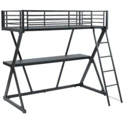 Lit Mezzanine 90 X 190 Cm - Avec Bureau - Métal - Noir - SUPIA -ATMOSPHERA || Songmics Soldes Boutique 80448084 3