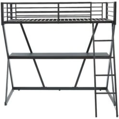 Lit Mezzanine 90 X 190 Cm - Avec Bureau - Métal - Noir - SUPIA -ATMOSPHERA || Songmics Soldes Boutique 80448084 4