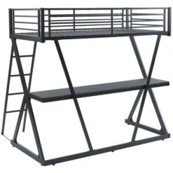 Lit Mezzanine 90 X 190 Cm - Avec Bureau - Métal - Noir - SUPIA -ATMOSPHERA || Songmics Soldes Boutique 80448084 5