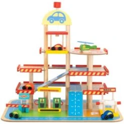 Circuit Voitures Jouet Pour Enfants Et Garage Montessori Robincool Monza 50x40x47 Cm 5 Accessoires Inclus En Bois Écologique