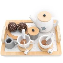 Service à Thé Jouet Montessori Robincool Tea Caprizze 27x21x10 Cm En Bois Éco Avec Plateau, Théière Et Accessoires Inclus