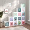 Armoire De Rangement Pour Enfants Avec 15 Cubes Blanc PP FR4023