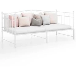 Cadre De Canapé-lit Extensible Lit Simple Pour Adulte - Blanc Métal 90x200 Cm BV898820 - BonneVie