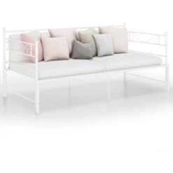 Cadre De Canapé-lit Extensible Lit Simple Pour Adulte - Blanc Métal 90x200 Cm BV119826 - BonneVie