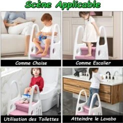 Froadp Marche Pied Pour Enfant, Tabouret Pour Bébé En Plastique, 2 Niveaux Marchepied (Rose) -ATMOSPHERA || Songmics Soldes Boutique 82239440 4
