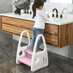 Froadp Marche Pied Pour Enfant, Tabouret Pour Bébé En Plastique, 2 Niveaux Marchepied (Rose) -ATMOSPHERA || Songmics Soldes Boutique 82239440 5