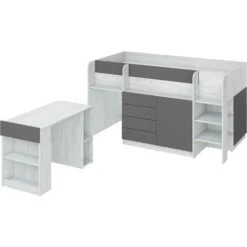 LIT MOBILE CASS. AVEC SMILE DESK P 204x 112x112cm CÔTÉ DROIT BLANC GRAPHITE BRUT -ATMOSPHERA || Songmics Soldes Boutique 82409042 3