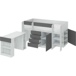 LIT MOBILE CASS. AVEC SMILE DESK P 204x 112x112cm CÔTÉ DROIT BLANC GRAPHITE BRUT -ATMOSPHERA || Songmics Soldes Boutique 82409042 4