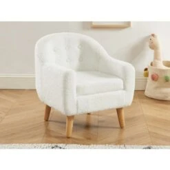 Fauteuil Pour Enfant En Tissu Bouclette Blanc CASORLA -ATMOSPHERA || Songmics Soldes Boutique 82460878 2