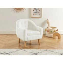 Fauteuil Pour Enfant En Tissu Bouclette Blanc CASORLA -ATMOSPHERA || Songmics Soldes Boutique 82460878 3