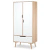 Armoire Sofie 2 Portes + 1 Tiroir - Beige Et Blanc - H 180 X L 60 X P 50cm - Livraison Gratuite