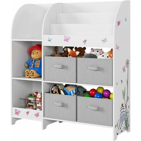 Étagère Pour Jouets Enfants, Étagère De Rangement Enfant Pour Jouets Et Livres Avec 4 Boîtes Amovibles Tissu Non-tissé, Pour Chambre D’Enfant, Salle De Jeux, Garderie, École 3 Étagère Pour Jouets Enfants, Étagère De Rangement Enfant Pour Jouets Et Livres Avec 4 Boîtes Amovibles Tissu Non-tissé, Pour Chambre D’Enfant, Salle De Jeux, Garderie, École