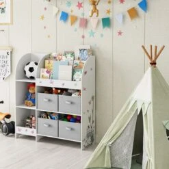 Étagère Pour Jouets Enfants, Étagère De Rangement Enfant Pour Jouets Et Livres Avec 4 Boîtes Amovibles Tissu Non-tissé, Pour Chambre D’Enfant, Salle De Jeux, Garderie, École 8 Étagère Pour Jouets Enfants, Étagère De Rangement Enfant Pour Jouets Et Livres Avec 4 Boîtes Amovibles Tissu Non-tissé, Pour Chambre D’Enfant, Salle De Jeux, Garderie, École -ATMOSPHERA || Songmics Soldes Boutique 86060448 3