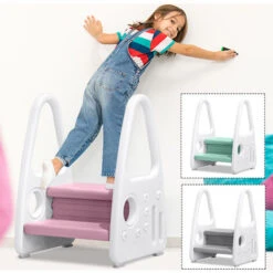 AUFUN Marchepied Pour Enfant 2 Niveaux Rose 11 AUFUN Marchepied Pour Enfant 2 Niveaux Rose -ATMOSPHERA || Songmics Soldes Boutique 88651838 5