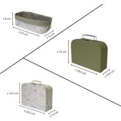 Lot De 2 Valisettes En Carton FSC 100% + 1 Organiseur En Polycoton Offert - Motif Imprimé Desert Journey - Vert Et Blanc - Taille M&L -ATMOSPHERA || Songmics Soldes Boutique 88724769 3