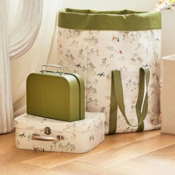 Lot De 2 Valisettes En Carton FSC 100% + 1 Organiseur En Polycoton Offert - Motif Imprimé Desert Journey - Vert Et Blanc - Taille M&L -ATMOSPHERA || Songmics Soldes Boutique 88724769 4