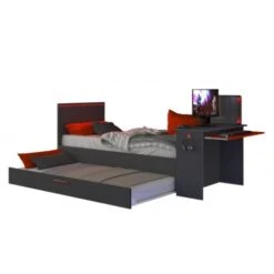 Lit Gamer Pour Enfant Noir Graphite Et Rouge Avec Bureau Noir Et Rouge -ATMOSPHERA || Songmics Soldes Boutique 88733501 3
