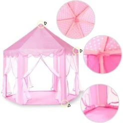 Tente De Jeu Pour Enfants, Tente De Jeu De Château De Princesse, Maison De Jeu Intérieure Pour Enfants, Grande Maison De Jeu Pour Filles Avec Guirlandes Lumineuses De Couleur LED -ATMOSPHERA || Songmics Soldes Boutique 88773412 3