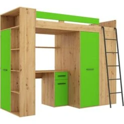 BUREAU D'ÉCRITURE DE CHAMBRE D'ENFANTS VERANA P H190x120x236cm VERT CHÊNE