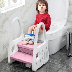 Marchepied Enfant Marchepied Pour Enfant,Tour D'apprentissage,Avec 2 Marches En Plastique,Rose,Pour Chambre D'enfant,cuisine Et Salle De Bain HENGMEI -ATMOSPHERA || Songmics Soldes Boutique 90040808 5