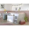 Lit Avec Bureau Et Rangements - 90 X 200 Cm - Blanc Et Naturel + Sommier - GISELE