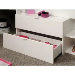 Lit Avec Bureau Et Rangements - 90 X 200 Cm - Blanc Et Naturel + Sommier - GISELE -ATMOSPHERA || Songmics Soldes Boutique 91625836 3