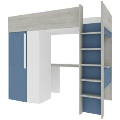 Lit Mezzanine 90 X 200 Cm Avec Armoire Et Bureau - Bleu Et Blanc - NICOLAS 10 Lit Mezzanine 90 X 200 Cm Avec Armoire Et Bureau - Bleu Et Blanc - NICOLAS -ATMOSPHERA || Songmics Soldes Boutique 91926765 4