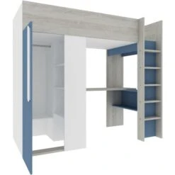 Lit Mezzanine 90 X 200 Cm Avec Armoire Et Bureau - Bleu Et Blanc - NICOLAS 11 Lit Mezzanine 90 X 200 Cm Avec Armoire Et Bureau - Bleu Et Blanc - NICOLAS -ATMOSPHERA || Songmics Soldes Boutique 91926765 5