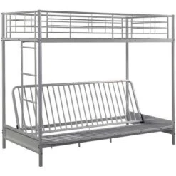 Lit Mezzanine 90 X 190 Cm - Avec Banquette Convertible - Métal - Argent - MODULO V -ATMOSPHERA || Songmics Soldes Boutique 91943732 3