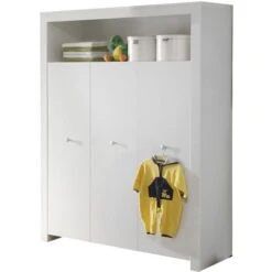 Olja Armoire Chambre D'enfant Avec 3 Portes Et 1 Espace De Rangement Ouvert, Blanc. -ATMOSPHERA || Songmics Soldes Boutique 92024782 2