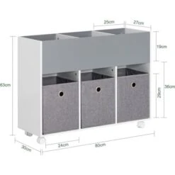 SoBuy KMB61-HG Étagère Pour Enfants Avec 3 Compartiments Et 3 Boîtes En Tissu Amovible, Étagère Pour Chambre D'enfant Avec Roulettes, Étagère Roulante Pour Livres Et Jouets -ATMOSPHERA || Songmics Soldes Boutique 92679588 3