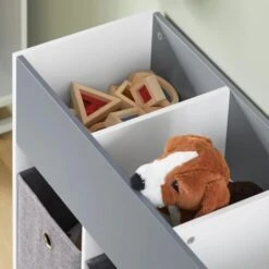 SoBuy KMB61-HG Étagère Pour Enfants Avec 3 Compartiments Et 3 Boîtes En Tissu Amovible, Étagère Pour Chambre D'enfant Avec Roulettes, Étagère Roulante Pour Livres Et Jouets -ATMOSPHERA || Songmics Soldes Boutique 92679588 4