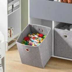SoBuy KMB61-HG Étagère Pour Enfants Avec 3 Compartiments Et 3 Boîtes En Tissu Amovible, Étagère Pour Chambre D'enfant Avec Roulettes, Étagère Roulante Pour Livres Et Jouets -ATMOSPHERA || Songmics Soldes Boutique 92679588 5