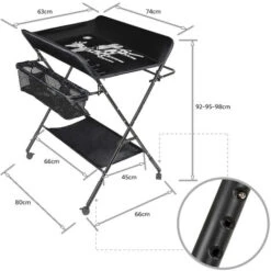 Portable Table à Langer Pliable Pour Bébé, Table à Langer Avec Panier De Rangement à Côté, Hauteur Réglable, Nouveaux-Nés Design Ergonomique, Maximum 16 Kg, Noir -ATMOSPHERA || Songmics Soldes Boutique 93886240 4