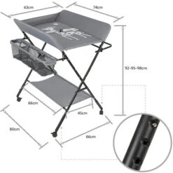Portable Table à Langer Pliable Pour Bébé, Table à Langer Avec Panier De Rangement à Côté, Hauteur Réglable, Nouveaux-Nés Design Ergonomique, Maximum 16 Kg, Gris -ATMOSPHERA || Songmics Soldes Boutique 93886249 5