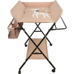 Portable Table à Langer Pliable Pour Bébé, Table à Langer Avec Panier De Rangement à Côté, Hauteur Réglable, Nouveaux-Nés Design Ergonomique, Maximum 16 Kg, Rose Clair -ATMOSPHERA || Songmics Soldes Boutique 93886263 3